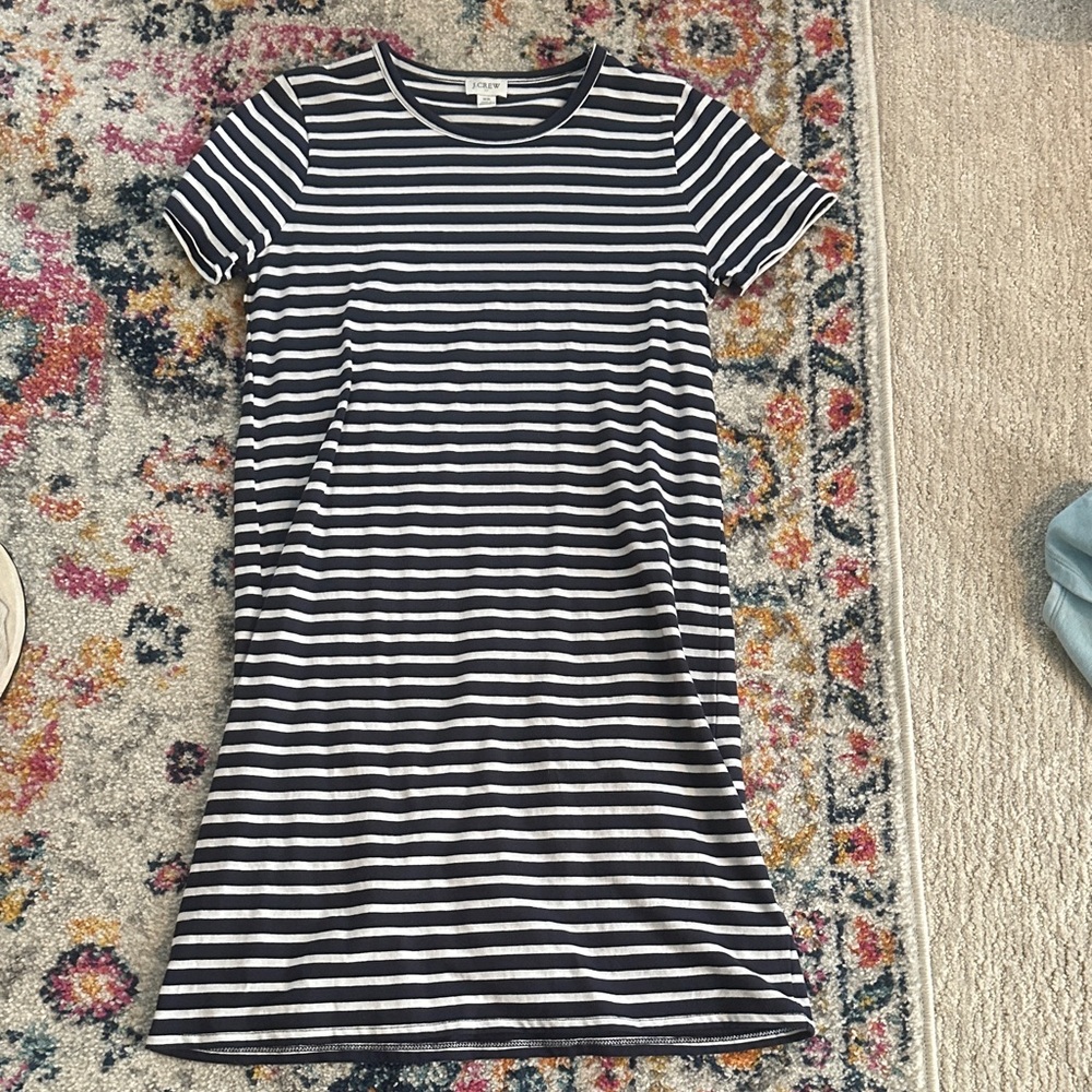 J. Crew Navy and White Striped Mini Dress